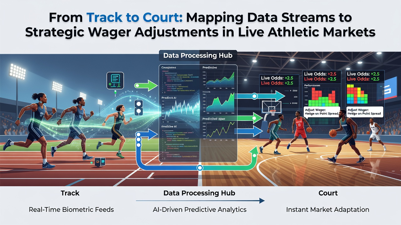 Dashboard screenshot illustrating mapped data points from equine events transitioning into strategic adjustments for basketball live markets